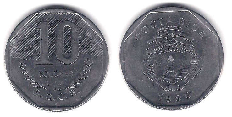 (215.2) Costa Rica. 1985. 10 Colones (MBC)