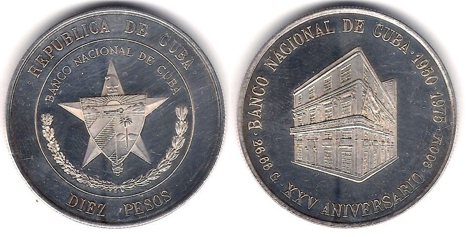 (37) Cuba. 1975. 10 Pesos (SC-) (Plata)