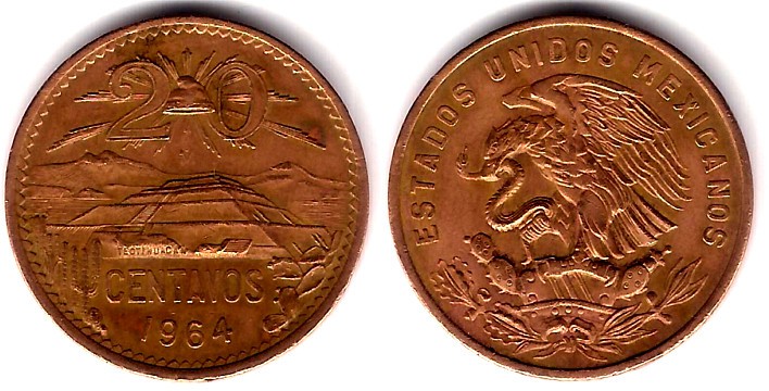 (440) Estados Unidos Mexicanos. 1964. 20 Centavos (MBC)
