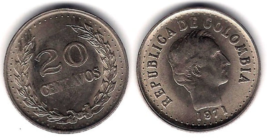 (246.1) Colombia. 1971. 20 Centavos (MBC)