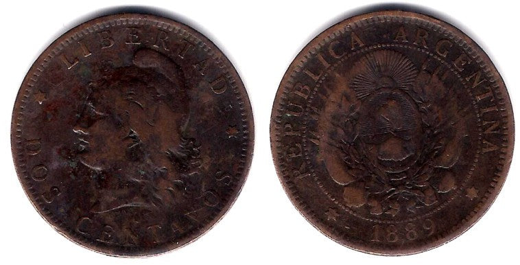 (33) Argentina. 1889. 2 Centavos (BC)