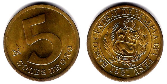 (271) Perú. 1981. 5 Soles de Oro (EBC+)