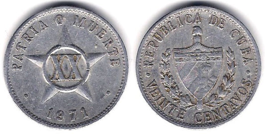 (35.1) Cuba. 1971. 20 Centavos (MBC)