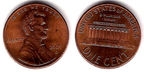 (201) Estados Unidos de América. 2005(D). 1 Cent (MBC+)
