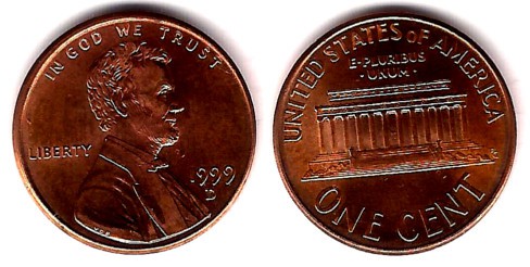 (201) Estados Unidos de América. 1999(D). 1 Cent (EBC)