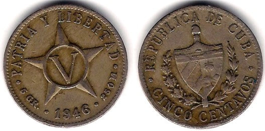 (11.3) Cuba. 1946. 5 Centavos (MBC-)