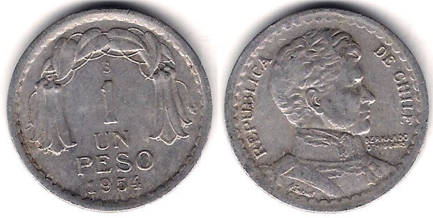 (179a) Chile. 1954. 1 Peso (MBC)