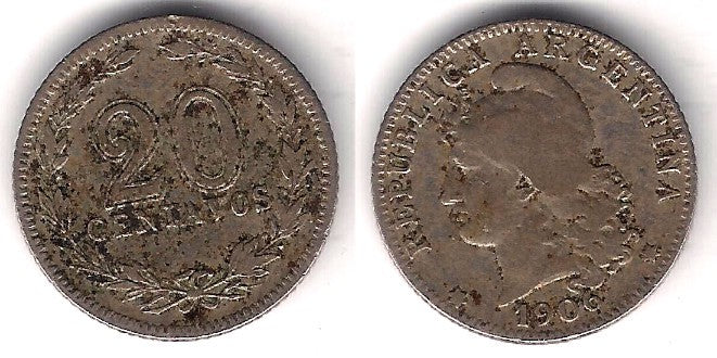 (34) Argentina. 1906. 20 Centavos (BC)