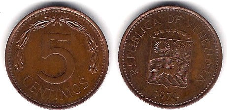 (Y49) Venezuela. 1974. 5 Céntimos (EBC)