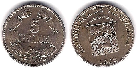 (Y38.1) Venezuela. 1958. 5 Centimos (MBC+)