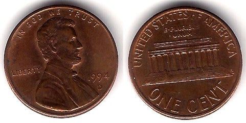 (201) Estados Unidos de América. 1994(D). 1 Cent (MBC)