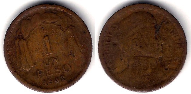 (179) Chile. 1942. 1 Peso (BC-)