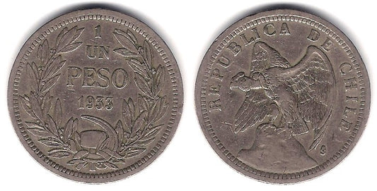 (176.1) Chile. 1933. 1 Peso (MBC)