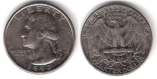 (A164a) Estados Unidos de América. 1992(D). Quarter Dollar (MBC)
