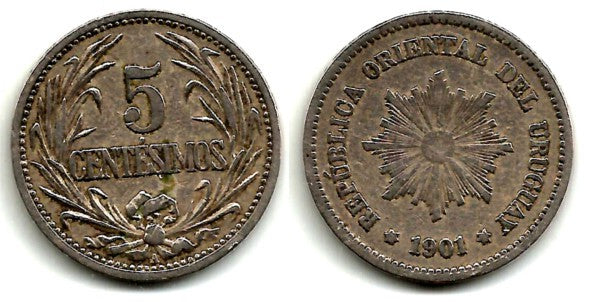 (21) Uruguay. 1901. 5 Centesimos (MBC)