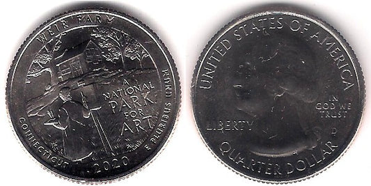 Estados Unidos de América. 2020(D). Quarter Dollar (SC) Weir Farm
