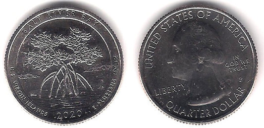 Estados Unidos de América. 2020(P). Quarter Dollar (SC) Salt River Bay