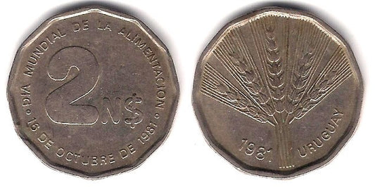 (77) Uruguay. 1981. 2 Nuevos Pesos (MBC)