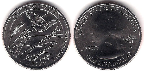 Estados Unidos de América. 2020(P). Quarter Dollar (SC) Tallgrass Prairie