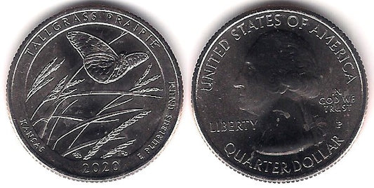 Estados Unidos de América. 2020(P). Quarter Dollar (SC) Tallgrass Prairie