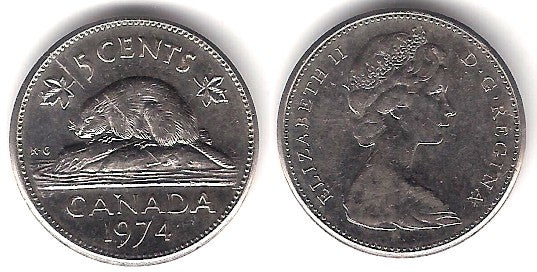 (60.1) Canadá. 1974. 5 Cents (EBC)