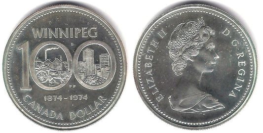(88a) Canadá. 1974. 1 Dollar (SC) (Plata)