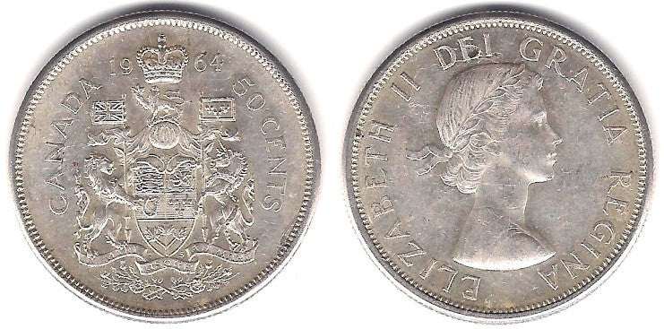 (56) Canadá. 1964. 50 Cents (MBC+) (Plata)