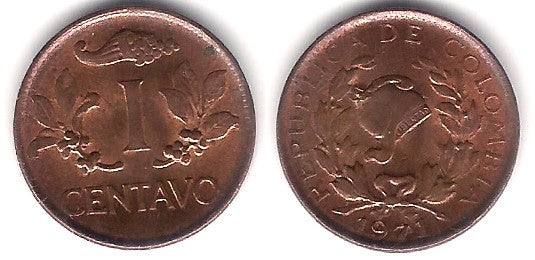 (205a) Colombia. 1971. 1 Centavo (MBC+)