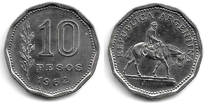 (60) Argentina. 1962. 10 Pesos (EBC)