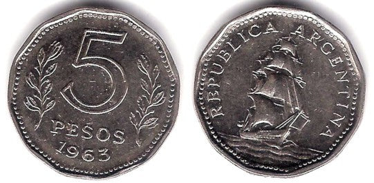 (59) Argentina. 1963. 5 Pesos (MBC)