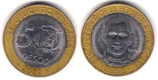 (89) República Dominicana. 2002. 5 Pesos (BC+)
