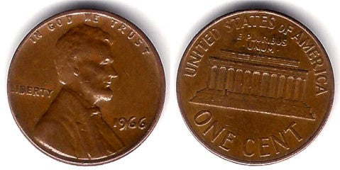 (201) Estados Unidos de América. 1966. 1 Cent (MBC)