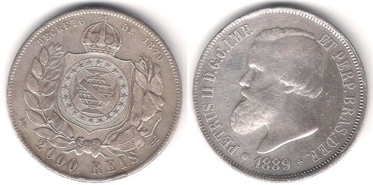(485) Brasil. 1889. 2000 Reis (MBC) (Plata)