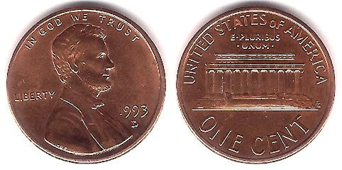 (201) Estados Unidos de América. 1993(D). 1 Cent (EBC)