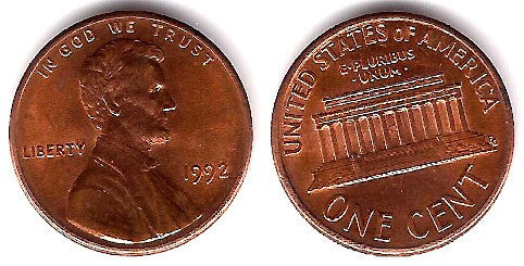 (201) Estados Unidos de América. 1992. 1 Cent (EBC)