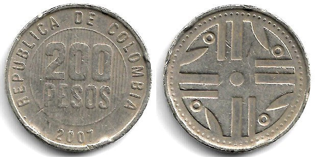 (287) Colombia. 2007. 200 Pesos (BC)