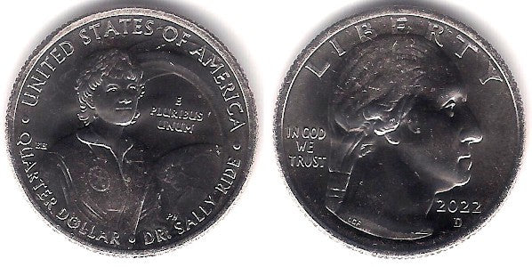 Estados Unidos de América. 2022(D). Quarter Dollar (SC) Sally Ride