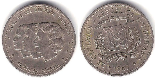 (61.2) República Dominicana. 1987. 25 Centavos (BC)