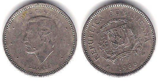 (60) República Dominicana. 1986. 10 Centavos (MBC)