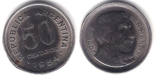 (49) Argentina. 1954. 50 Centavos (EBC)