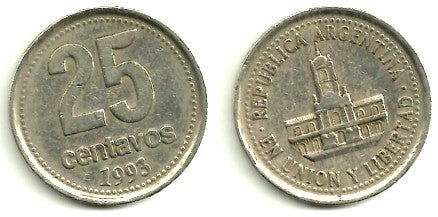 (110a) Argentina. 1993. 25 Centavos (BC)