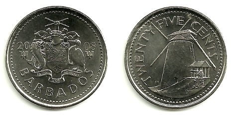 (13) Barbados. 2008. 25 Cents (SC)