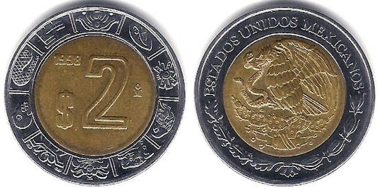 (604) Estados Unidos Mexicanos. 1998. 2 Pesos (EBC)