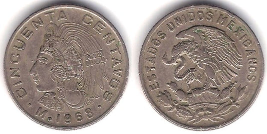 (451) Estados Unidos Mexicanos. 1968. 50 Centavos (MBC)