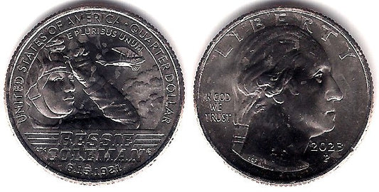 Estados Unidos de América. 2023(P). Quarter Dollar (SC) Bessie Coleman
