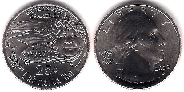 Estados Unidos de América. 2023(D). Quarter Dollar (SC) Edith Kanak'ole