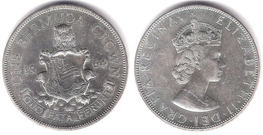 (14) Bermuda. 1964. 1 Crown (EBC+) (Plata)