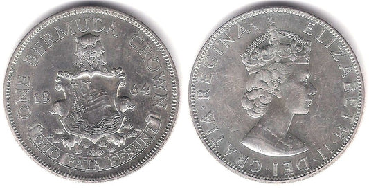 (14) Bermuda. 1964. 1 Crown (EBC+) (Plata)