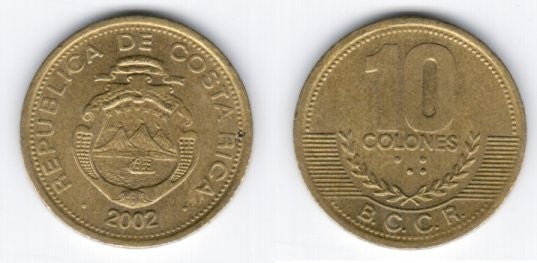 (228) Costa Rica. 2002. 10 Colones (MBC)