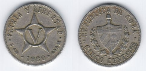 (11.3) Cuba. 1960. 5 Centavos (MBC)